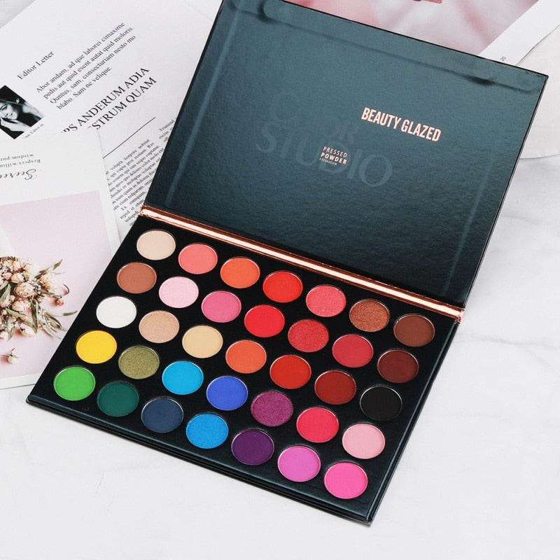 35 Colors Makeup Palette Eyeshadow Solid Diamond Shimmer Matte Waterproof Natural Highly Pigmented Smooth Club Maquiagem Beauty
